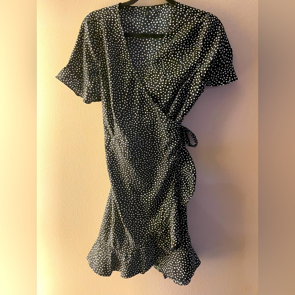 Polka dot wrap around dress